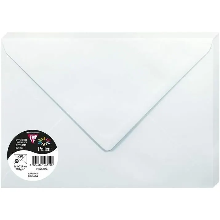 Clairefontaine Pollen Umschläge C5 Blau 120g/m² 20 Stück
