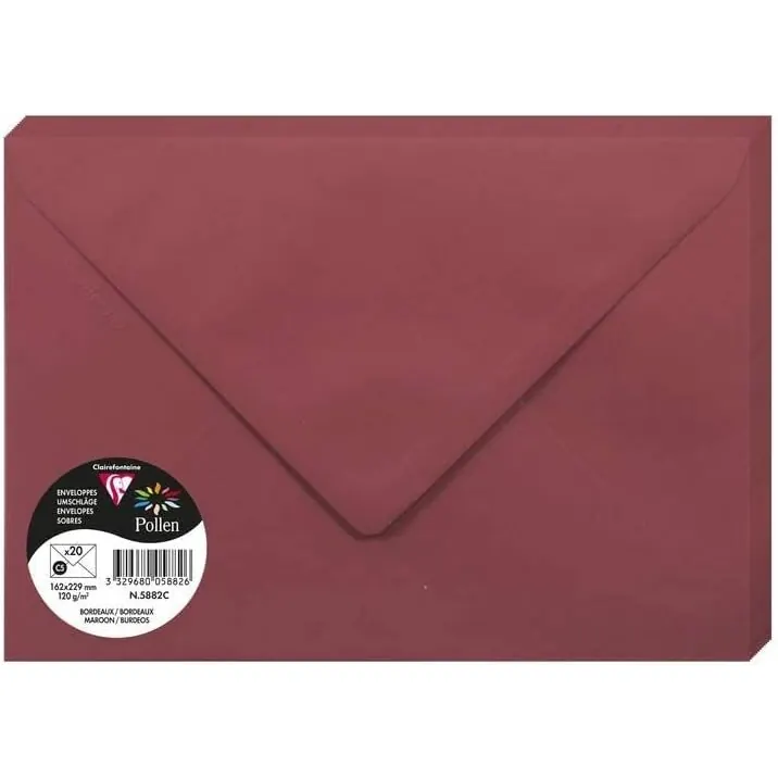 Clairefontaine Pollen Umschläge C5 Bordeaux 120g/m² 20 Stück