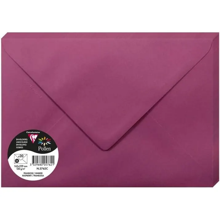 Clairefontaine Pollen Umschläge C5 Himbeerrosa 120g/m² 20 Stück