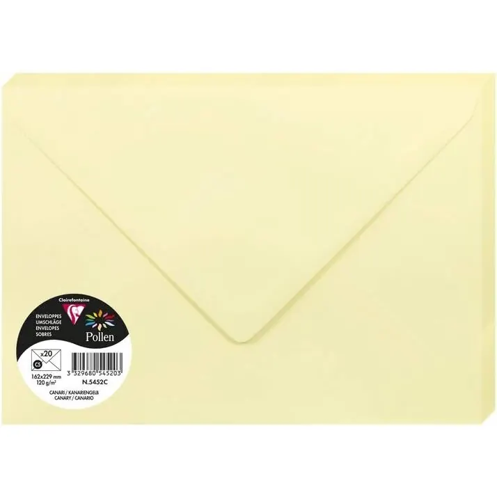 Clairefontaine Pollen Umschläge C5 Kanariengelb 120g/m² 20 Stück