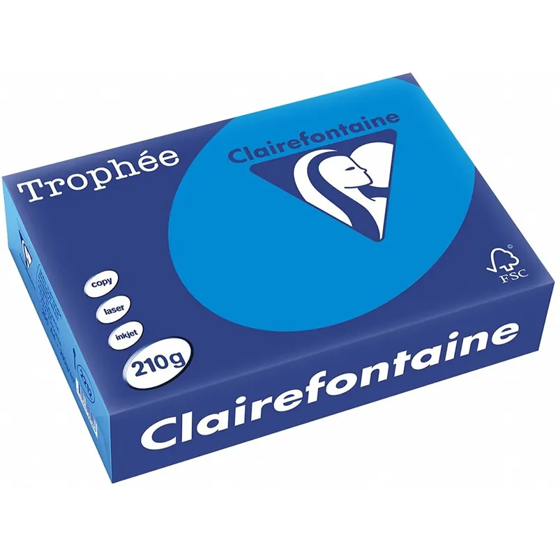 Clairefontaine Trophee Color Papier 2212C Karibikblau 210g/m² DIN-A4 - 250 Blatt