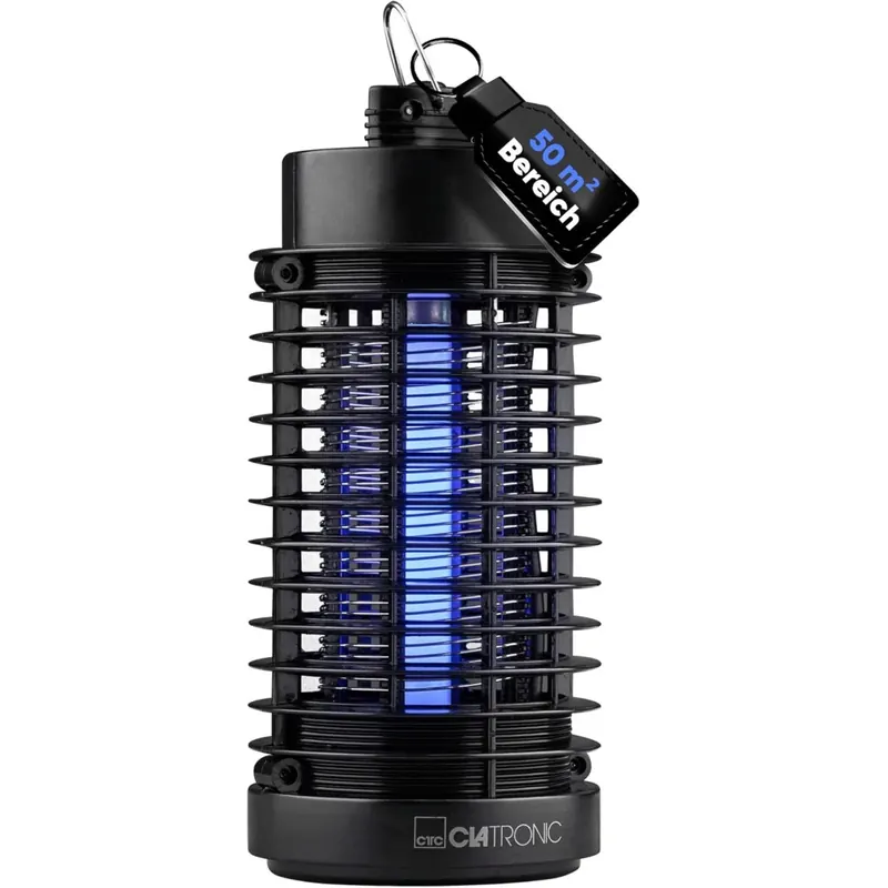 Clatronic® Insektenvernichter elektrisch | Mückenfalle Tag & Nacht | für bis zu 50qm | Mückenlampe ohne Chemie oder Duftstoffe | Fliegenfalle elektrisch inkl. Reinigungsbürste | Lichtfalle