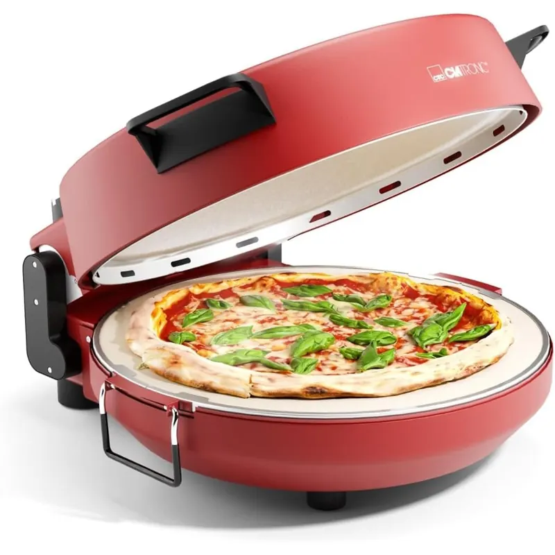Clatronic® Pizzaofen | 350°C | italienische Steinofen Pizza zu Hause | Pizzaofen elektrisch | auch für Tiefkühlpizzen | Pizza in unter 5 min. | Pizzamaker inkl. Pizzastein Ø32cm 271807