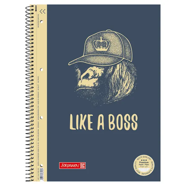 Collegeblock Brunnen Boss 67928 - A4 210 x 297 mm kariert Lineatur28 5 x 5 mm mit Doppelrand 80 Blatt hochweißes Premiumpapier 90 g/m²