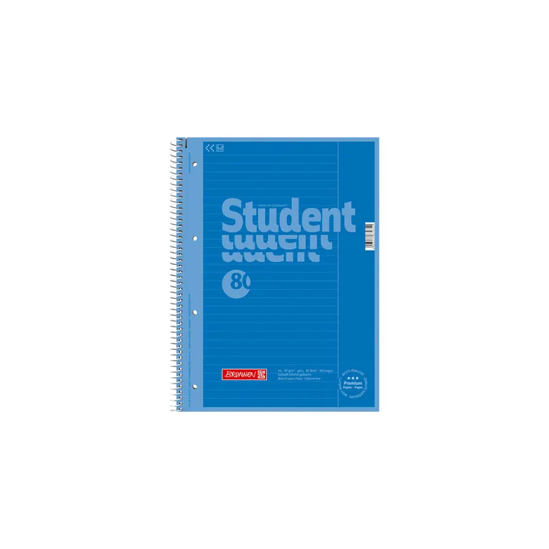 Collegeblock Brunnen Colour Code 67925 - A4 210 x 297 mm azur liniert Lineatur25 10 mm mit Rand 80 Blatt hochweißes Premiumpapier 90 g/m²