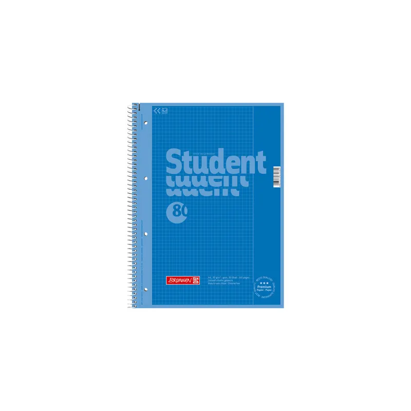 Collegeblock Brunnen Colour Code 67926 - A4 210 x 297 mm azur kariert Lineatur26 5 x 5 mm mit Rand 80 Blatt hochweißes Premiumpapier 90 g/m²