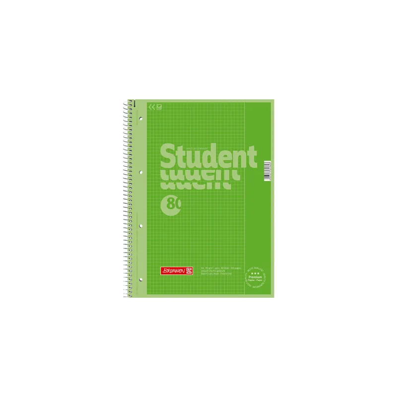 Collegeblock Brunnen Colour Code 67926 - A4 210 x 297 mm kiwi kariert Lineatur26 5 x 5 mm mit Rand 80 Blatt hochweißes Premiumpapier 90 g/m²