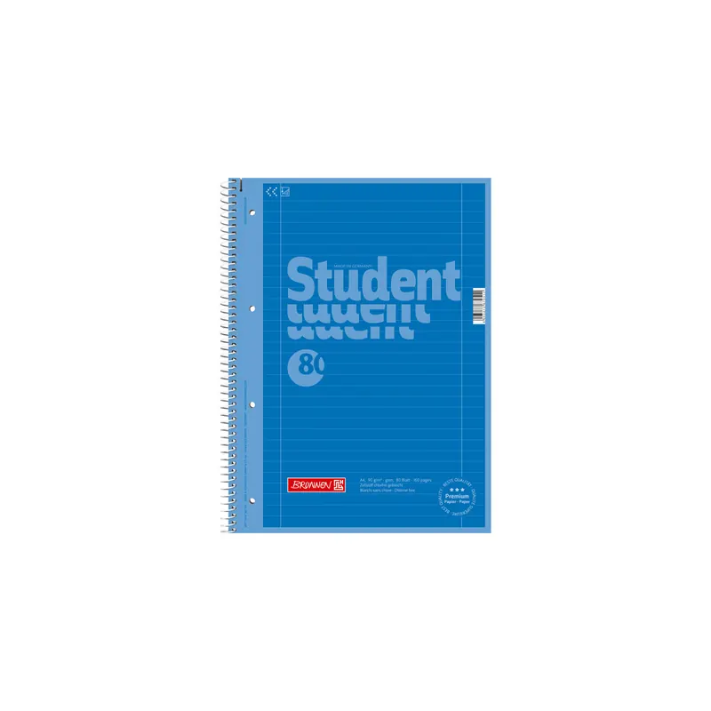 Collegeblock Brunnen Colour Code 67927 - A4 210 x 297 mm azur liniert Lineatur27 10 mm mit Doppelrand 80 Blatt hochweißes Premiumpapier 90 g/m²