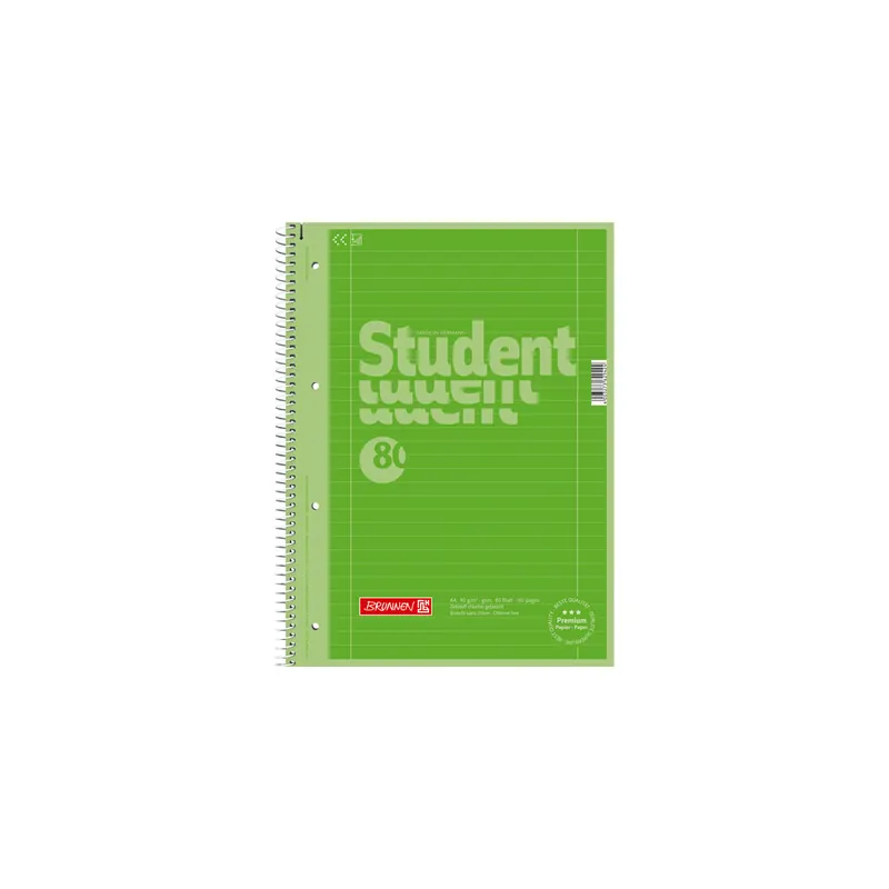 Collegeblock Brunnen Colour Code 67927 - A4 210 x 297 mm kiwi liniert Lineatur27 10 mm mit Doppelrand 80 Blatt hochweißes Premiumpapier 90 g/m²