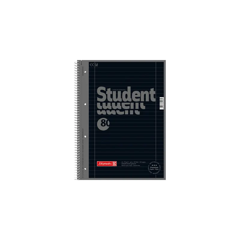 Collegeblock Brunnen Colour Code 67927 - A4 210 x 297 mm onyx liniert Lineatur27 10 mm mit Doppelrand 80 Blatt hochweißes Premiumpapier 90 g/m²