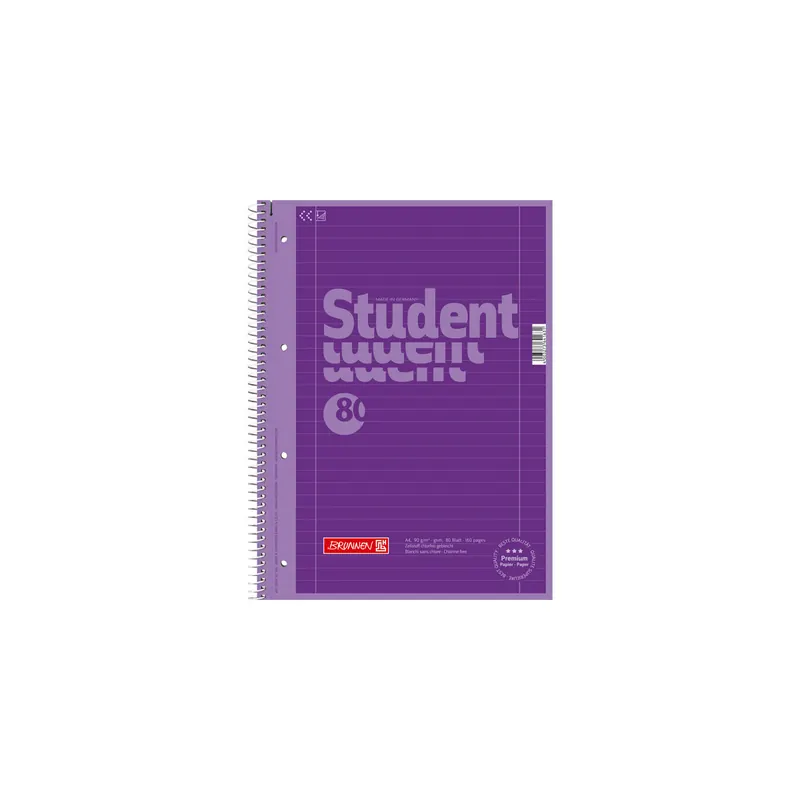 Collegeblock Brunnen Colour Code 67927 - A4 210 x 297 mm purple liniert Lineatur27 10 mm mit Doppelrand 80 Blatt hochweißes Premiumpapier 90 g/m²
