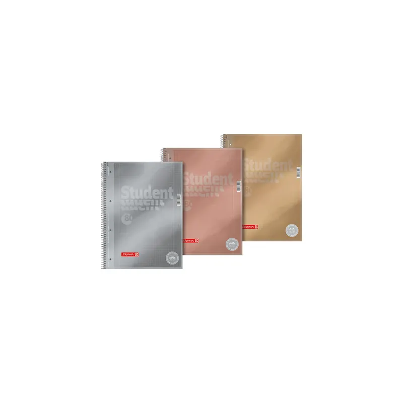 Collegeblock Brunnen Premium Student Metallic 6732895 - A4 210 x 297 mm farbig sortiert kariert Lineatur28 5 x 5 mm mit Doppelrand 80 Blatt hochweißes Premiumpapier 90 g/m²