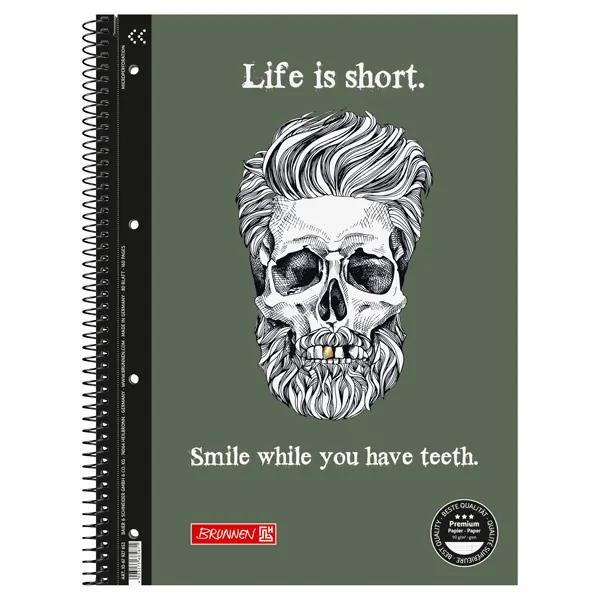 Collegeblock Brunnen Skull 67927 - A4 210 x 297 mm liniert Lineatur27 10 mm mit Doppelrand 80 Blatt hochweißes Premiumpapier 90 g/m²
