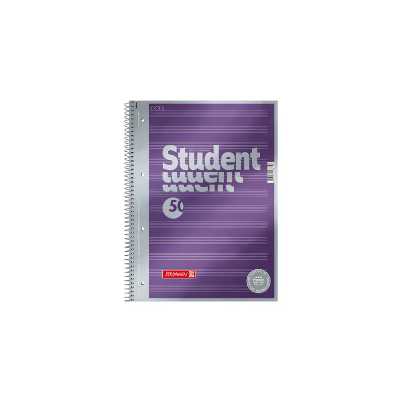 Collegeblock Brunnen Student Premium 67144 - A4 210 x 297 mm violett Notenlineatur 80 Blatt hochweißes Premiumpapier 90 g/m²