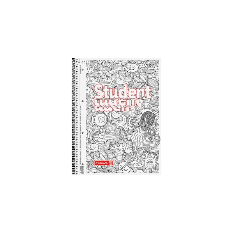 Collegeblock Brunnen Student ZENartMotiv 6742801 - A4 210 x 297 mm Deckblatt kariert Lineatur28 5 x 5 mm mit Doppelrand 80 Blatt hochweißes Premiumpapier 90 g/m²