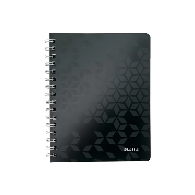 Collegeblock Leitz WOW 4639 - A5 148 x 210 mm schwarz liniert Lineatur04 mit Schreiblinie 80 Blatt FSC extraweißes Qualitätspapier 80 g/m²