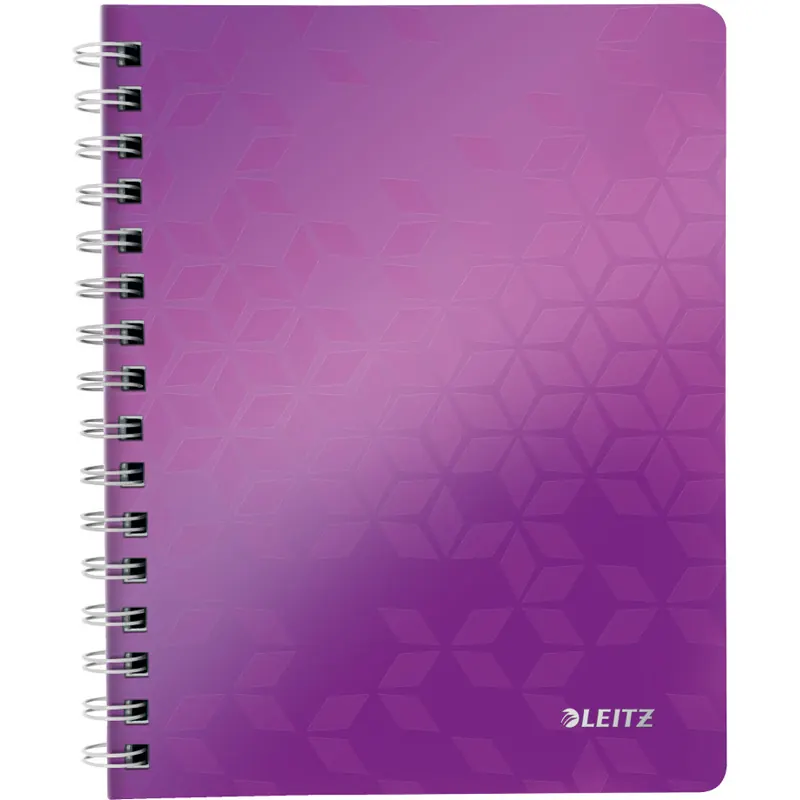 Collegeblock Leitz WOW 4639 - A5 148 x 210 mm violett liniert Lineatur04 mit Schreiblinie 80 Blatt FSC extraweißes Qualitätspapier 80 g/m²