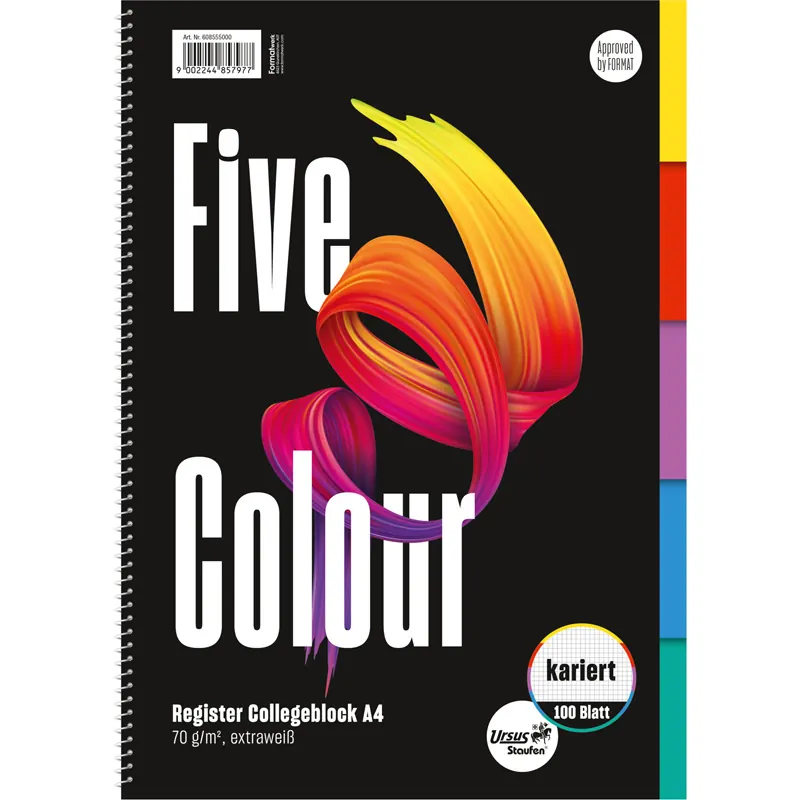 Collegeblock Staufen Style Register 608555000 - A4 210 x 297 mm Deckblatt kariert Lineatur22 5 x 5 mm 100 Blatt klimaneutral weißes Qualitätspapier 70 g/m²