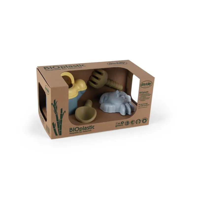 Dantoy BIO Sand- und Wasserset - Gießkanne, Sandform, Schaufel und Rechen