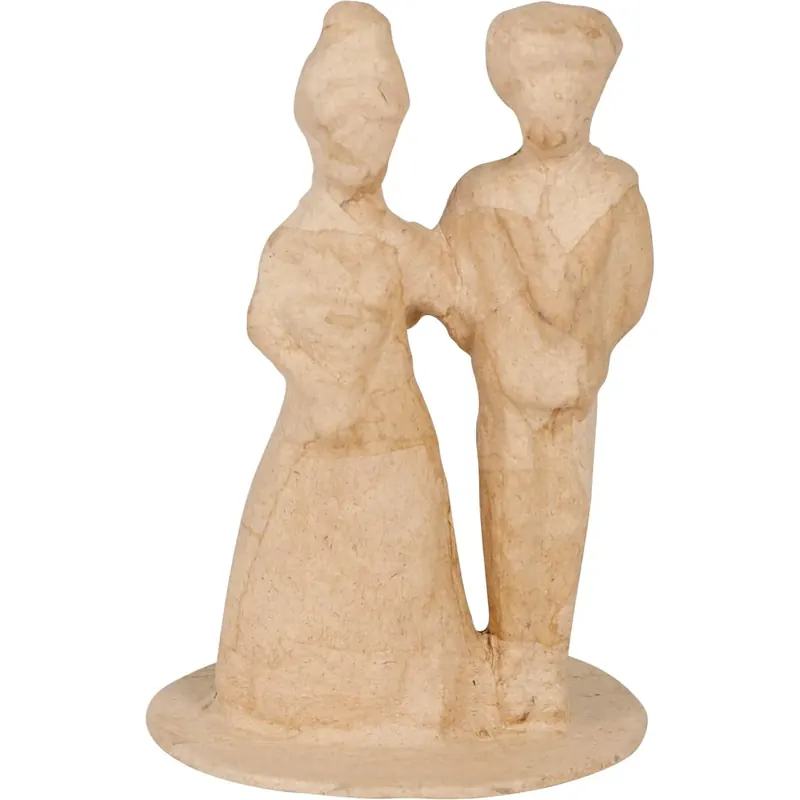 Decopatch, Braunes Pappmaché, Brautpaar Mann und Frau 8,5cm - Kartonbraun