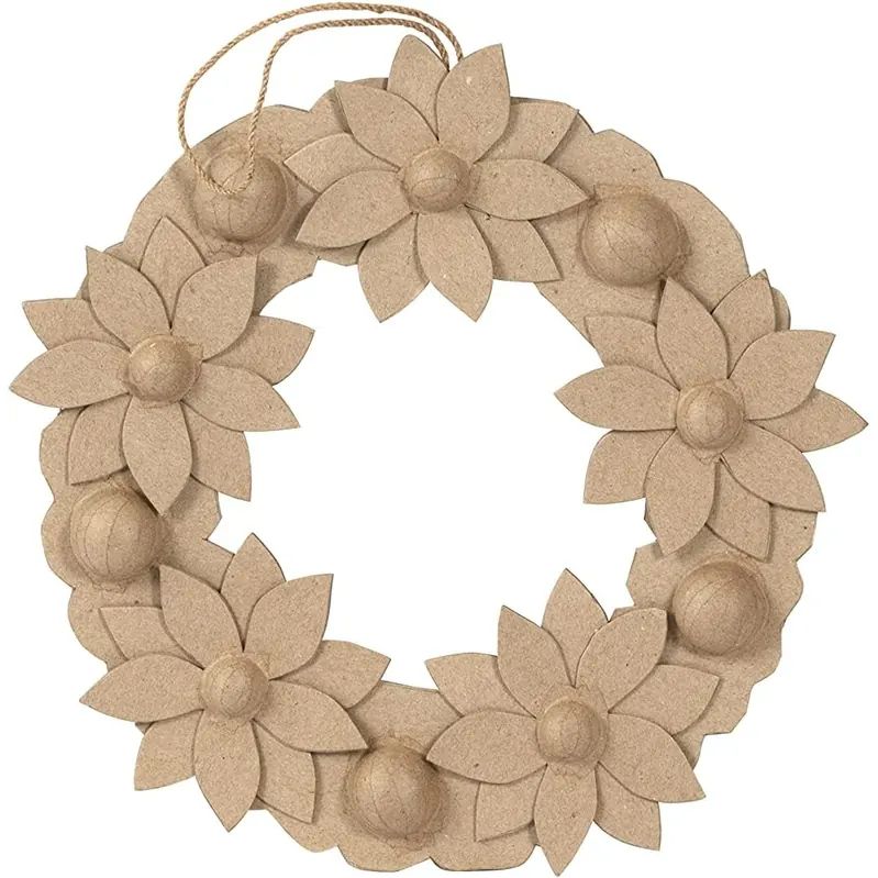 Décopatch HD067C - Blumenkranz aus Pappmaché, 29cm, für Wohndeko, einfach zum Verzieren, Kartonbraun, 1 Stück