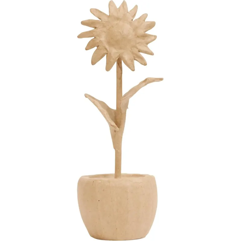 Decopatch HD103C Pappmaché, Sonnenblume im Topf 7,5x7,5x23,5 cm - Kartonbraun