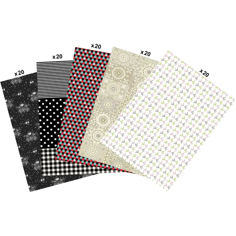 Décopatch, Maxi-Packung mit 100 Blatt Décopatch-Papier (30x40cm), schwarz & weiß