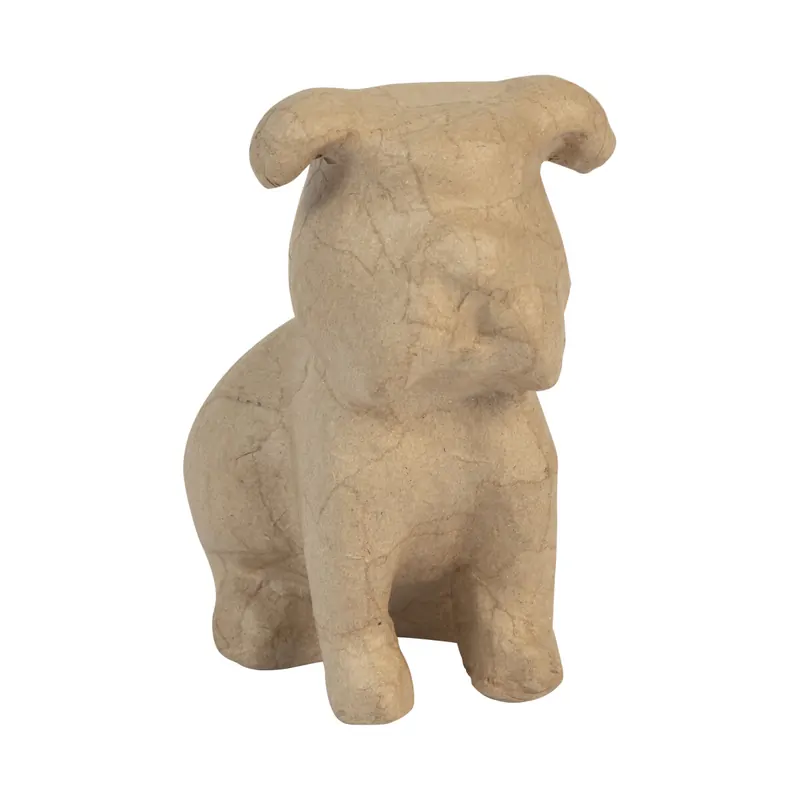 Décopatch SA226C – ein Hündchen aus braunem Pappmaché, 15 x 9,5 x 16 cm, sitzend