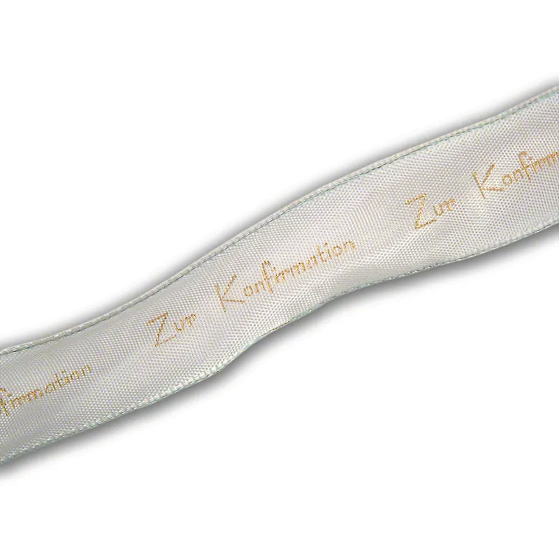 Dekoband mit Drahtkante, Motiv "Zur Konfirmation", 5m, Pecotex
