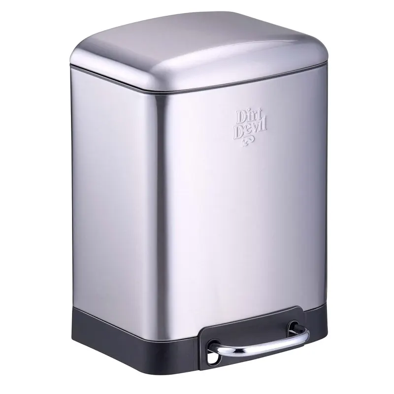 Dirt Devil Tretmülleimer 6L ? Mülleimer Küche mit Soft Close ? Abfalleimer aus Edelstahl ? Herausnehmbarer Inneneimer ? Küchenmülleimer - 23 x 22,5 x 32,5 CM ? Silber