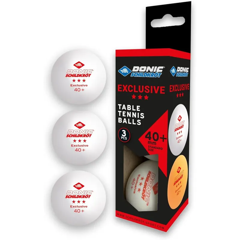 Donic-Schildkröt 83340 Tischtennisball Exclusive 3-Stern, Poly 40+ Qualität, für fortgeschrittenes Freizeitspiel und intensives Training, weiß