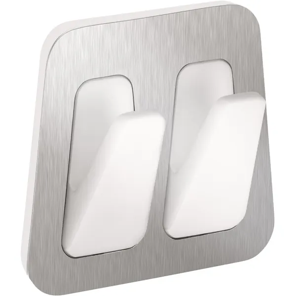 Doppelhaken tesa Powerstrips Waterproof 59785 - silber/weiß bis 3 kg für Badezimmer wasserfest Edelstahl/Kunststoff