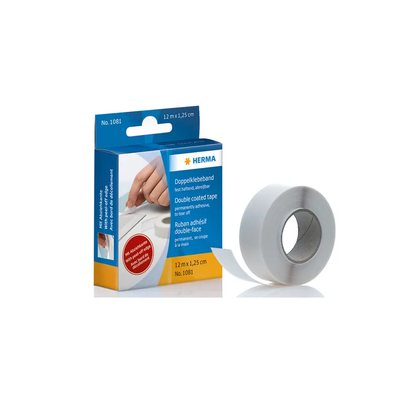 Doppelklebefilmband Herma 1081 - 12 mm x 12 m transparent für Privat/Endverbraucher-Anwendungen