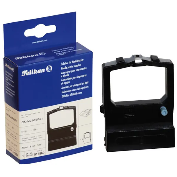 Druckerfarbband Pelikan für Oki 515569 - schwarz Re-Inking ML 590/591 u.a. 8 mm x 1,8 m