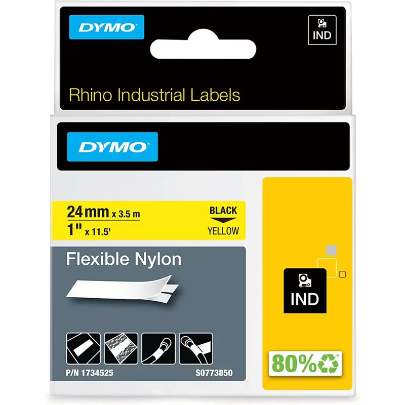 Dymo Rhino-Schriftband Nylon 24mm x 3,5m schwarz auf gelb