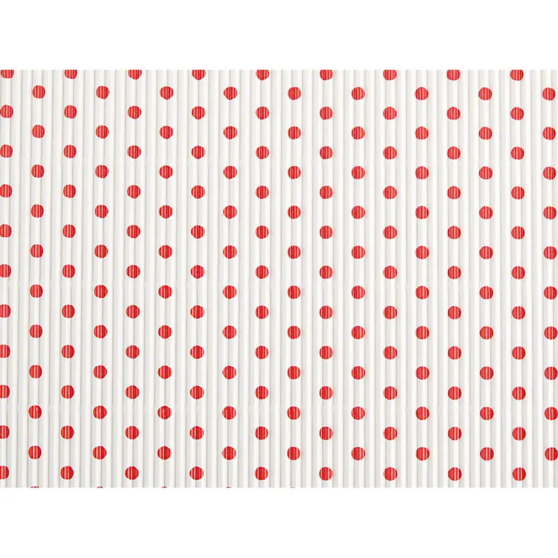 E-Wellpappe, 50 x 70 cm, 1 Bogen, weiss mit roten Punkten, beidseitig gefärbt