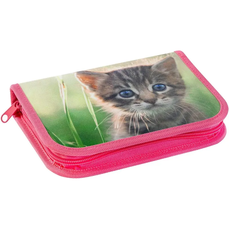 Eberhard Faber 577557 - Federmäppchen Katze, mit 42 Schreibutensilien, Schüleretui befüllt