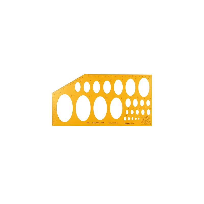 Ellipsenschablone Aristo AR5017 - Isometric 295 x 150 mm orange transparent 25 Ellipsen, Achsen, 4 bis 65mm Kunststoff