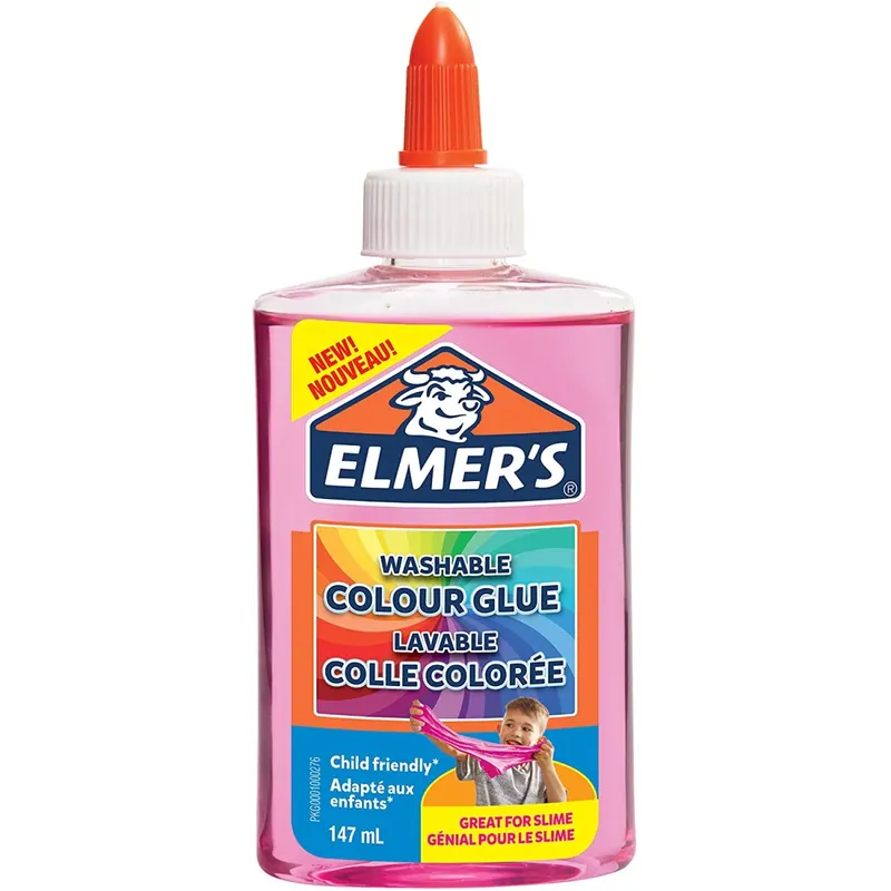 Elmer’s transparenter, farbiger PVA-Kleber | pink | 147 ml | auswaschbar | ideal zur Herstellung von Schleim | 1 Stück