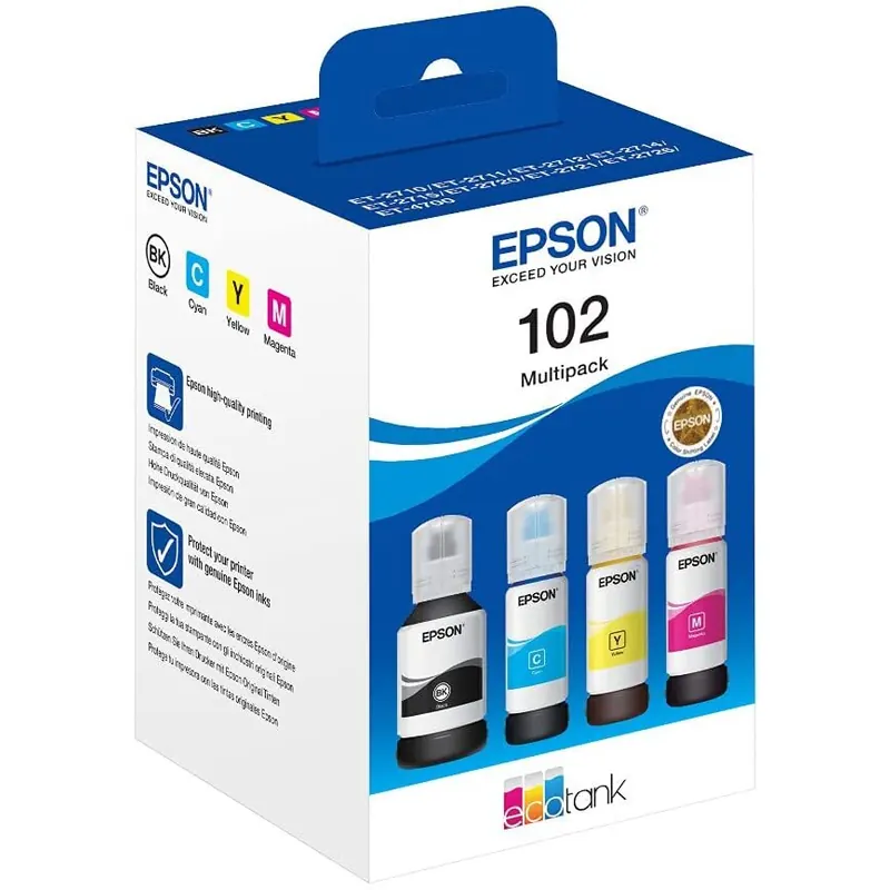 Epson C13T03R640 Tinte (4) Cyan, Magenta, gelb, schwarz 337 ml 25.500 Seiten Flasche EcoTank 102, Standard
