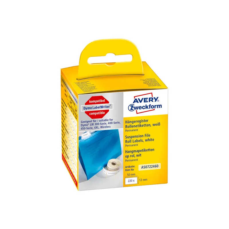 Etikettendrucker Rollenetikett Avery Zweckform AS0722460 - auf Rolle Vielzweck-Etikett 12 x 50 mm weiß permanent ersetzt Dymo 99017 FSC-Thermopapier für Thermodrucker Pckg/220