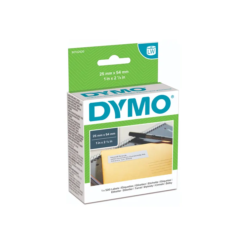 Etikettendrucker Rollenetikett Dymo 11352 - auf Rolle Rücksende-Etikett 25 x 54 mm weiß permanent Thermopapier für Thermodrucker Pckg/500