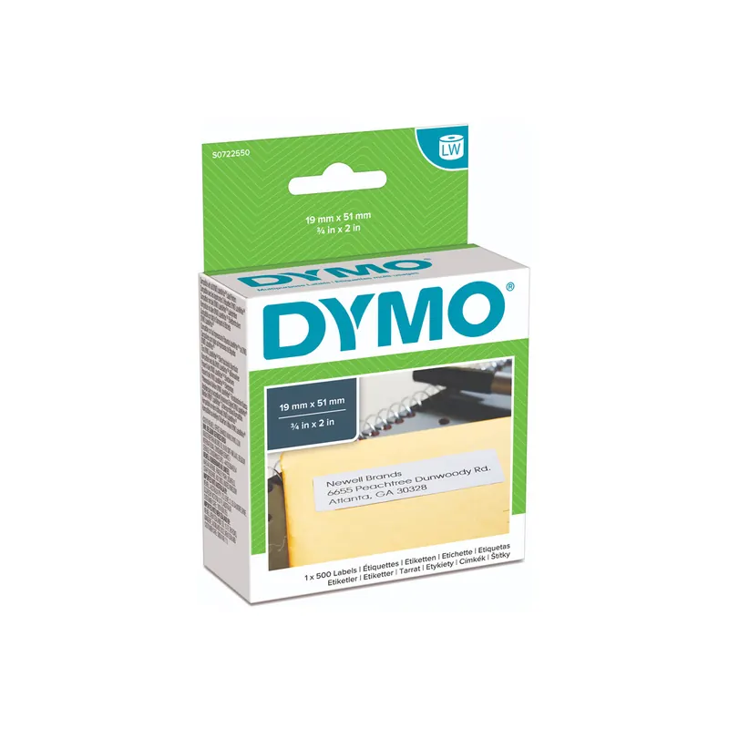 Etikettendrucker Rollenetikett Dymo 11355 - auf Rolle Vielzweck-Etikett 19 x 51 mm weiß ablösbar Thermopapier für Thermodrucker Pckg/500