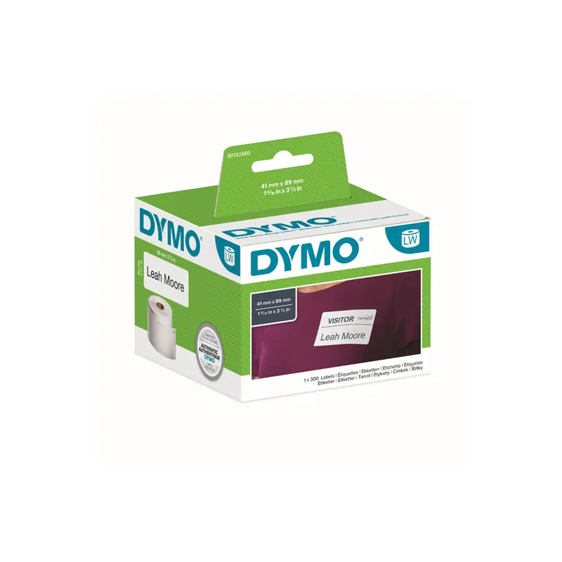 Etikettendrucker Rollenetikett Dymo 11356 - auf Rolle Namens-Etikett 41 x 89 mm weiß ablösbar Thermopapier für Thermodrucker Pckg/300