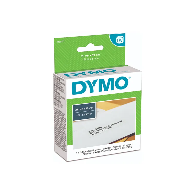 Etikettendrucker Rollenetikett Dymo 1983173 - auf Rolle Adress-Etikett 28 x 89 mm weiß permanent Thermopapier für Thermodrucker Pckg/130