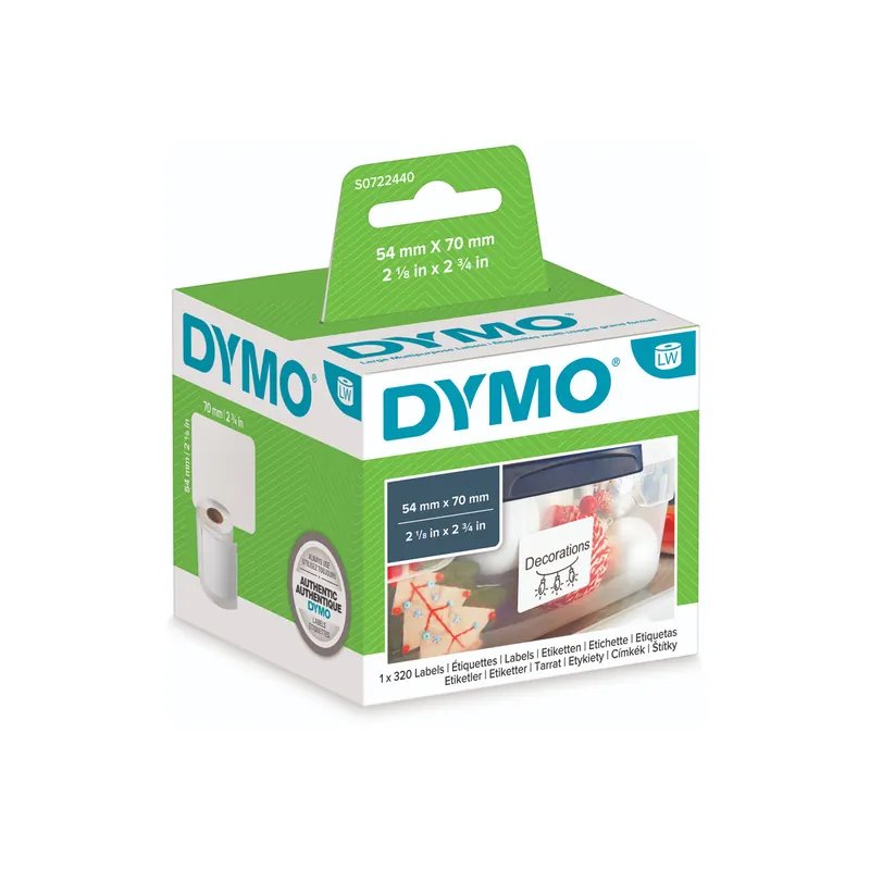 Etikettendrucker Rollenetikett Dymo 99015 - auf Rolle Namens-Etikett 54 x 70 mm weiß permanent Thermopapier für Thermodrucker Pckg/320