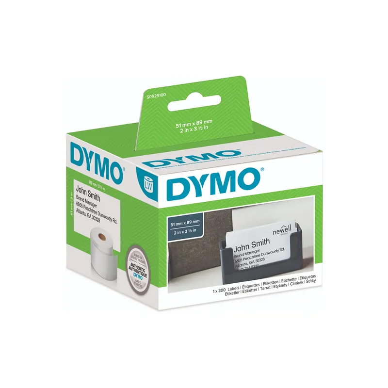 Etikettendrucker Rollenetikett Dymo S0929100 - auf Rolle Karten-Etikett 51 x 89 mm weiß nicht klebend Thermopapier für Thermodrucker Pckg/300