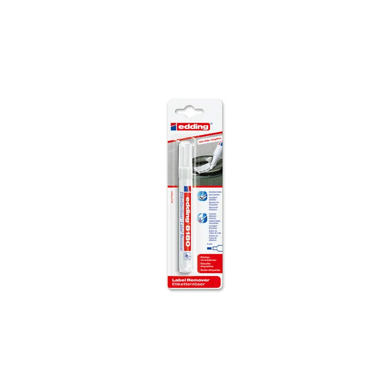 Etikettenlöser edding 8180 - farblos Marker 4 mm löst Papieretiketten und Kleberückstände