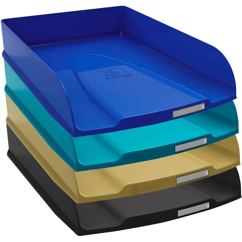 Exacompta 111505SETD 4er Pack Briefablage Combo STYLI Neo Deco aus Recycling-Kunststoff DIN A4+. Ideale Briefkörbe für Ihre Organisation. Stapelbare Ablagekörbe Blauer Engel farbig sortiert