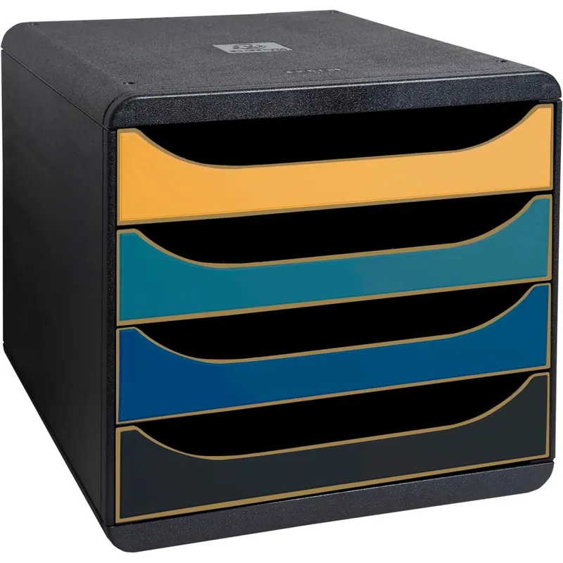 Exacompta - 310505D - BIG-BOX NeoDeco Aktenschrank mit 4 Schubladen für A4+ Dokumente, Außenmaße: 34,7 x 27,8 x 26,7 cm tief